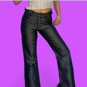 Snakeskin Denim Button Pants